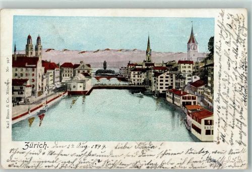 8000 Zürich 1899 AK mit Goldfenster