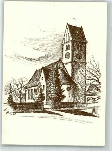 9545 Wängi 1958 Gebrauchsspuren sign. Isler, Emil Kirche Radierung