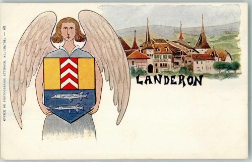 2525 Le Landeron Künstlerkarte Wappen Engel sign.