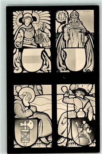 Ifleter Berg - 4 Standesscheiben Zug Luzern St Gallen und Glarus aus dem Soldatenhaus General Wille