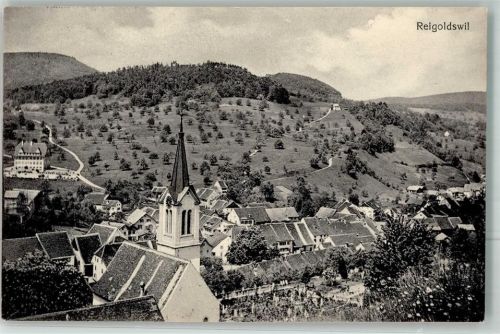 4418 Reigoldswil 1917 Foto AK Kirche Feldpost Bataillon 70
