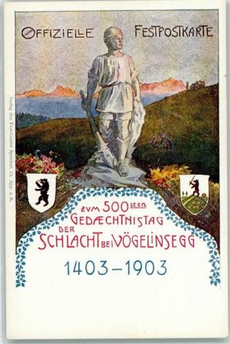 Vögelinsegg 1403 Lithographie Zum 500. Gedächtnistag der Schlacht bei Vögelinsegg
