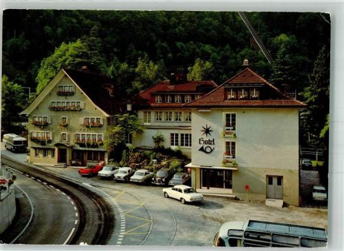 6474 Amsteg Foto AK Hotel Stern und Post Auto Omnibus