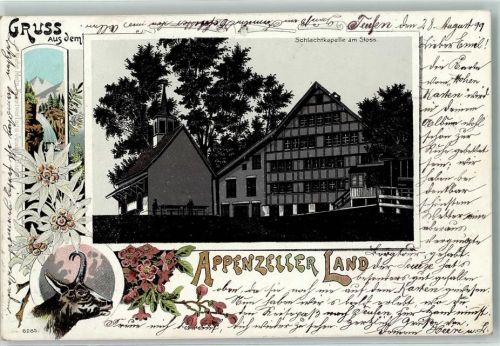 1899 Lithographie Schlachtkapelle am Stoss