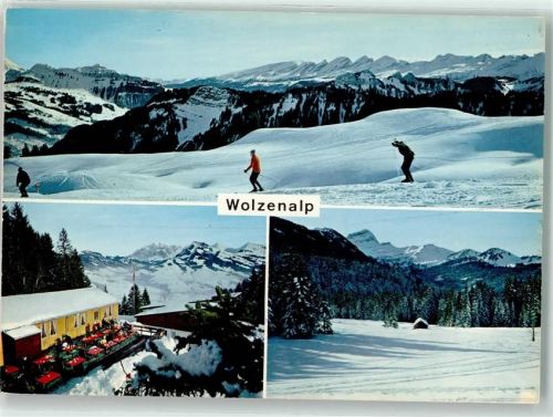 9643 Krummenau - Winter Skifahrer Wolzenalp Gasthaus Säntis Speer