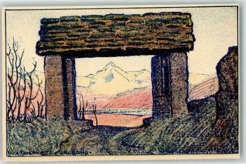 6616 Losone Lithographie / Künstlerkarte Wegkapelle sign. E. Geiger