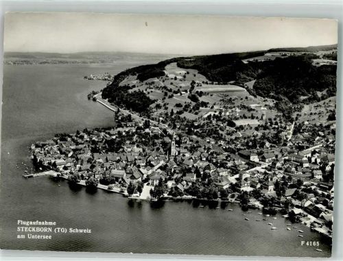 8266 Steckborn 1953 Foto AK Fliegeraufnahme Chronik