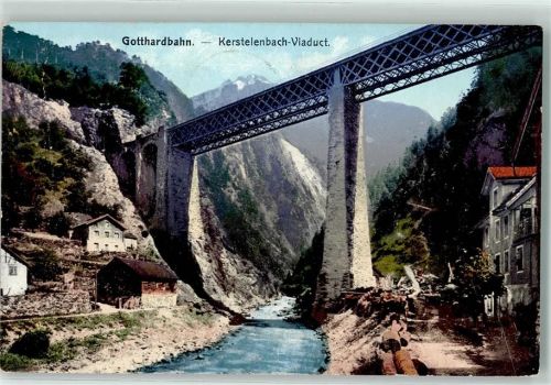 6474 Amsteg 1907 Gebrauchsspuren Gotthardbahn Kerstelenbach Viadukt