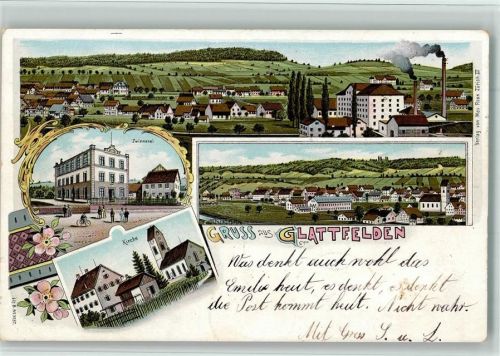 8192 Glattfelden 1901 BOAKC Zwirnerei Lithographie