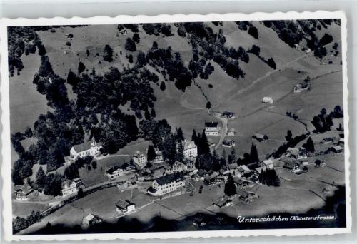 6465 Unterschächen Foto AK Klausenstraße Fliegeraufnahme
