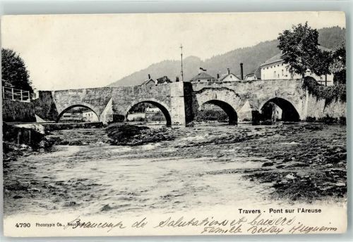 2105 Travers 1908 Gebrauchsspuren Pont sur l Areuse