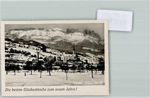 9473 Gams FOTO KEINE AK Kirche Neujahr Baumwiese Foto 10cm x 7cm, rückseitig Haftspuren