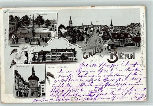 3000 Bern Berne 1899 Lithographie Bärengraben Seminar Muristalden Zeitglockenturm