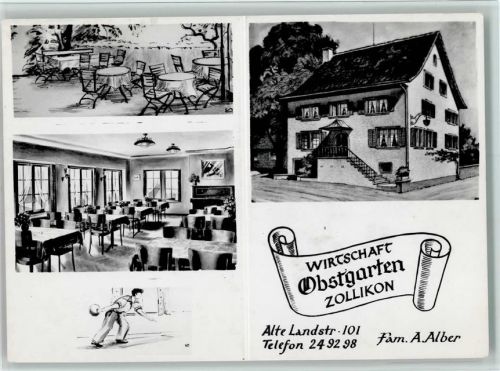 8702 Zollikon - Wirtschaft Obstgarten 3-Bildkarte