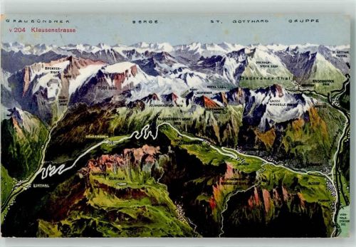 8751 Urnerboden 1921 - Klausenstrasse Vogelschau