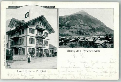 3713 Reichenbach im Kandertal 1906 Foto AK Hotel Kreuz