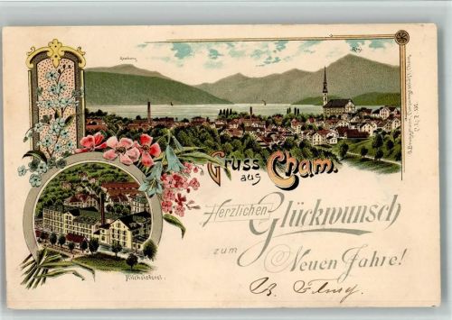 6330 Cham 1898 BOAKC Lithographie Milchsiederei Glückwunsch Neujahr
