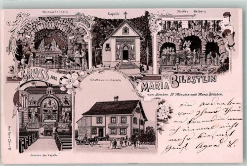 8717 Benken SG Lithographie Maria Bildstein Weihnacht Grotte Kapelle Oelberg Gasthaus Zur Kapelle