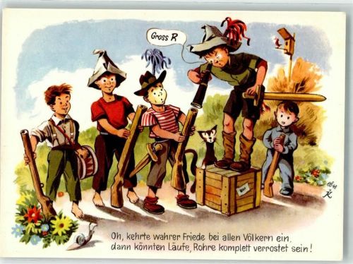 8887 Mels - Aktion Weisstannentals Karikatur Kinder Waffen Kinder in Uniform