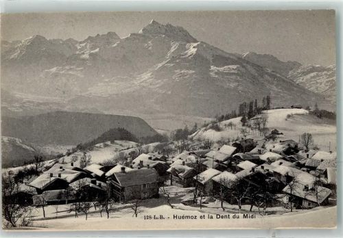 1884 Huémoz Gebrauchsspuren Winter Dent du Midi