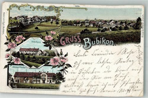 8608 Bubikon 1902 Gebrauchsspuren Bahnhof Ritterhaus Anstalt Friedheim Lithographie