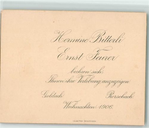 9403 Goldach 1906 KEINE AK Verlobung Mitteilung