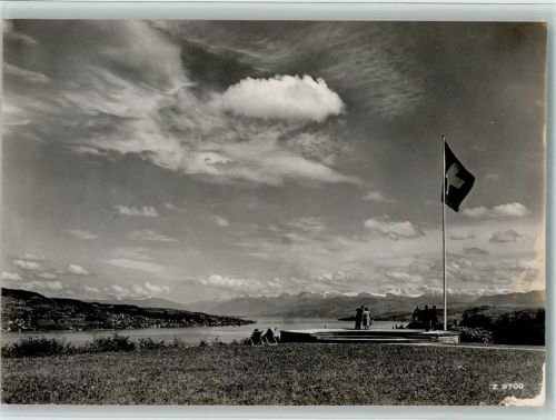 8803 Rüschlikon - Stiftung im Grüene Rüschlikon Alpenblick vom Park aus Wappen