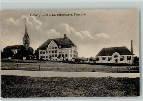 9240 Uzwil - Kirche Evangel. Schulhaus und Turnhalle