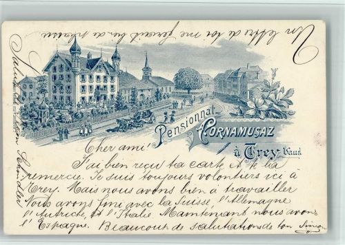 1552 Trey 1900 BOAKC Lithographie Pensionnat Cornamusaz Vorläufer Gebrauchsspuren, bitte Scan genau beachten!