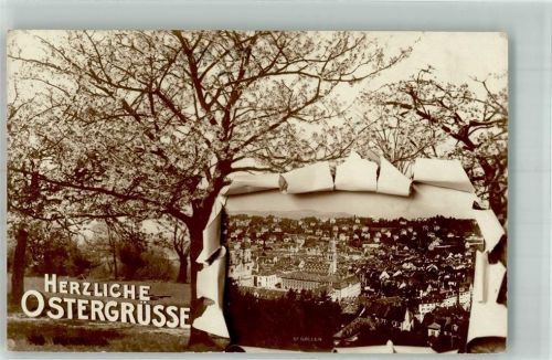 9200 Gossau SG 1929 Foto AK Ostergrüße Bahnpost Gossau Zug 13 S.B.B.