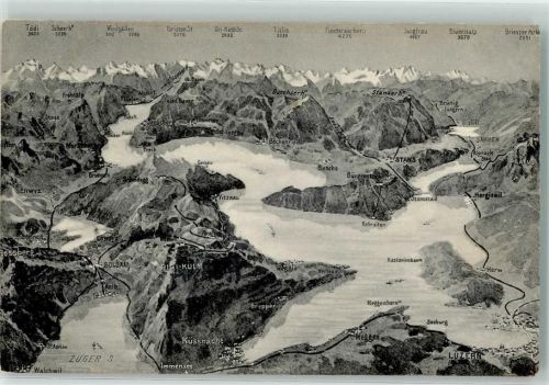 6374 Buochs - Vierwaldstättersee Vogelschau Zugersee