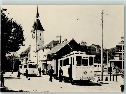 5620 Bremgarten AG - Repro Station Bremgarten Obertor in den ersten Betriebsjahren mit altem Depot rechts