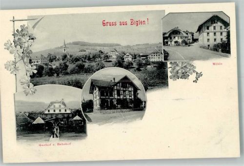 3507 Biglen Foto AK Gasthaus zum Bahnhof Mühle