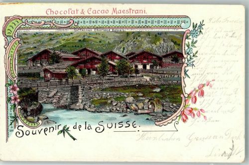 3864 Guttannen 1903 Lithographie Werbung Chocolat und Cacao Maestrani