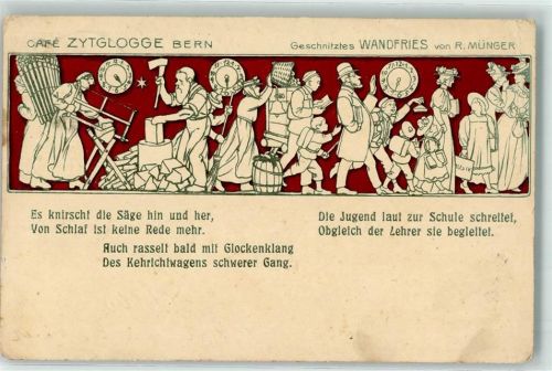 3000 Bern Berne 1908 Gebrauchsspuren Geschnitztes Wandfries von R Münger im Cafe Zytglogge