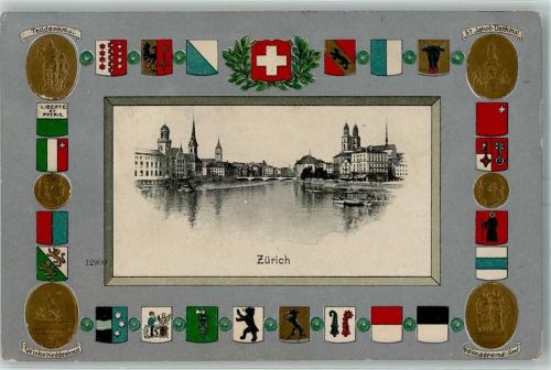 8000 Zürich 1907 Prägedruck Wappen Artist Atelier Guggheim Nr. 7425