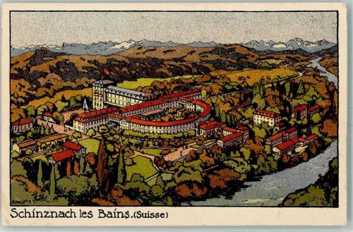 5116 Schinznach Bad 1917 Gebrauchsspuren Lithographie Künstlerkarte AK