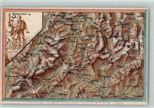 1946 Bourg-St-Pierre 1903 - Relieflandkarte