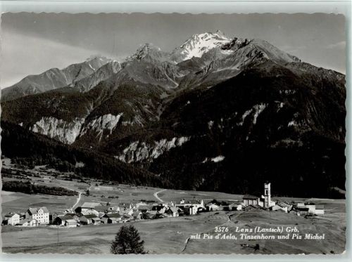 7083 Lantsch/Lenz - Gesamtansicht mit Pit d'Aela Tinzenhorn und Piz Michel