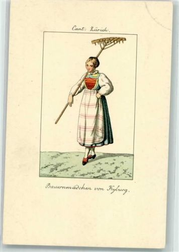 8000 Zürich Gebrauchsspuren Bauernmädchen von Kyburg Verlag Fingerle Nr.885T