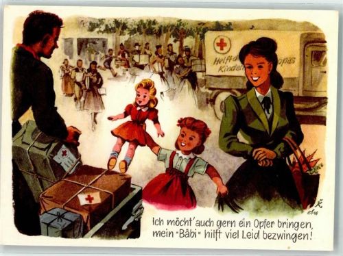 8887 Mels - Rotes Kreuz Aktion für das Weisstannental Mutter Tochter Puppe Spendenkarte