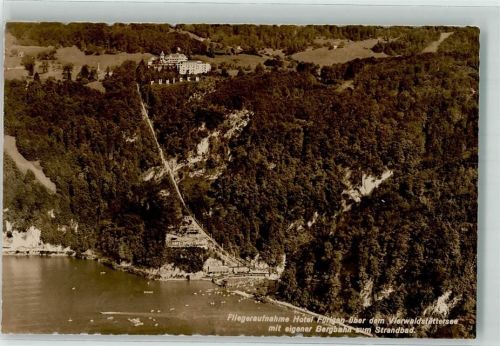 6363 Fürigen Gebrauchsspuren Fliegeraufnahme Hotel Bergbahn Strandbad