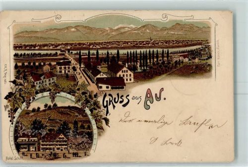 9434 Au SG 1898 Gebrauchsspuren Hotel Schiff Lithographie