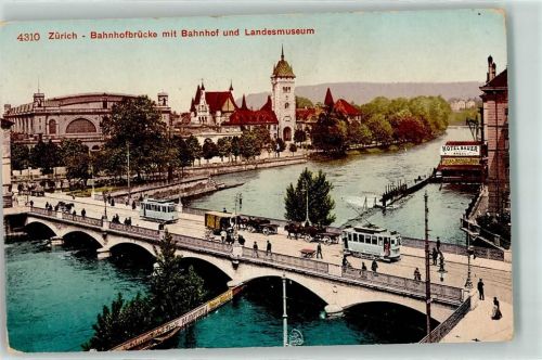 8000 Zürich - Bahnhof Bahnhofbrücke Straßenbahnen Landesmuseum