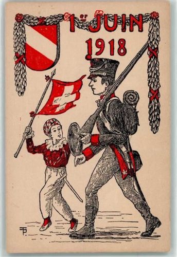1918 Künstlerkarte Soldat Uniform Wappen Fahne sign. Fp