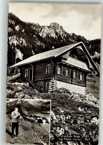 6055 Alpnach Dorf 1959 Foto AK Pension Stock Alphornbläser