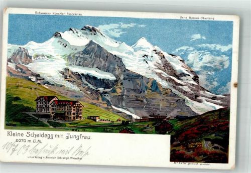 Scheidegg 1903 Lithographie Kleine Scheidegg Hotel Jungfrau