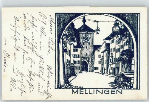 5507 Mellingen - Zeichnung, Ortspartie
