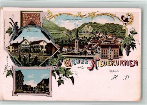 8867 Niederurnen 1904 BOAKC Gasthaus Löwen Lithographie