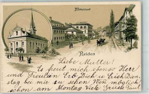 6260 Reiden 1903 Lithographie Gruss aus Mitteldorf AK